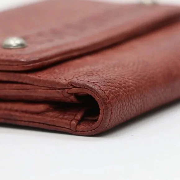 Chanel Red Caviar Leather Billfold Vintage 2005 Wallet